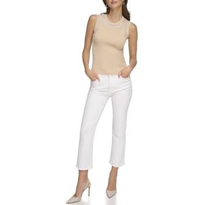 DKNY Dames Mesh Mouwloos Knit Top, Sandalwood, X-Large, Sandalwood, XL