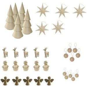 Décopatch NOZ099O – een set kerstdecoratie – meerdere houders, kerstballen, engelen, kerstman, sterren, dennenboom – kleine houders om te versieren voor feestjes