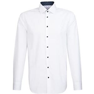 Seidensticker Poplin Herenoverhemd met lange mouwen, slim fit, wit (wit 01), 36