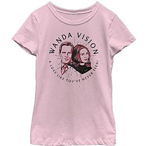 Marvel Likeness WandaVision Wanda Badge Girl's Solid Crew Tee, lichtroze, XS, roze, XS, roze, XS, Roze, XS