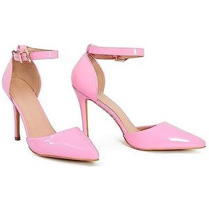 Womens Mens Unisex Enkel Strap Gesp Stiletto Heel Hof Schoenen Plus Size 9 10 11 12, Roze Patent, 42 EU