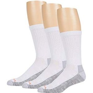 Merrell Men's and Women's Durable Everyday Work Crew Socks-3 & 6 Anti-Odor Cotton, White (3 Pairs), Medium-Large