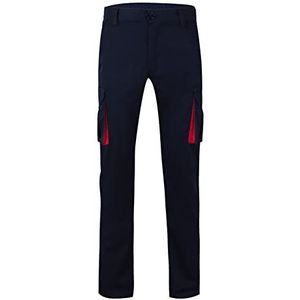 VELILLA 103024S; stretchbroek, tweekleurig, meerdere zakken, marineblauw en rood, maat 44