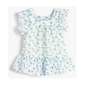 Koton Babygirls Floral Cutwork Geborduurde Ruffle Back Cut Out Detail Jurk, Wit design (0d0), 12-18 maanden