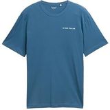 TOM TAILOR - Shirt - Blauw/Wit - Recht Model - Kwartmouw