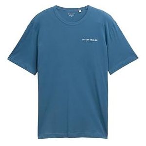 TOM TAILOR - Shirt - Blauw/Wit - Recht Model - Kwartmouw