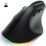 Bluestork - Ergonomische en verticale draadloze muis, Bluetooth of USB-ontvanger, 800-2400 dpi, 6 toetsen, RGB-led, preventie muissyndroom, voor linkshandigen, pc, Mac - New 2024