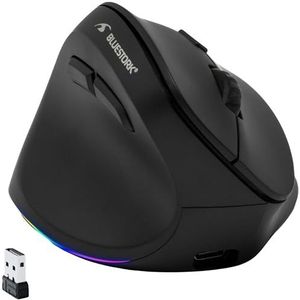 Bluestork - Ergonomische en verticale draadloze muis, Bluetooth of USB-ontvanger, 800-2400 dpi, 6 toetsen, RGB-led, preventie muissyndroom, voor linkshandigen, pc, Mac - New 2024