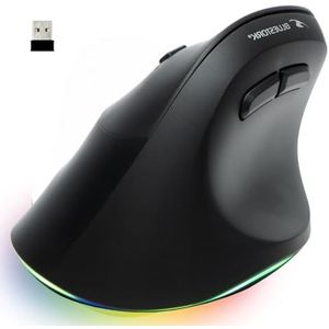 Bluestork - Ergonomische en verticale draadloze muis, Bluetooth of USB-ontvanger, 800-2400 dpi, 6 toetsen, RGB-led, preventie muissyndroom, voor linkshandigen, pc, Mac - New 2024