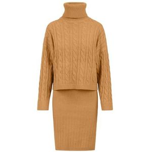 APART gebreide set bestaande uit een jurk zonder mouwen en een trui, cognac, 44