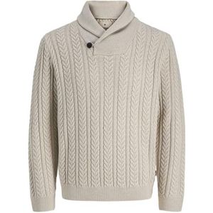 Jack & Jones - JPRBLUSEAN KNIT CABLE SHAWL NECK - Gebreide Trui - Silver Lining