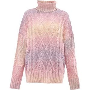 sookie Dames coltrui, trendy gestructureerde pullover polyester regenboog maat M/L, regenboog, M