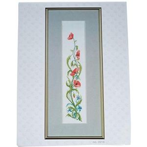 Thea Gouverneur Poppies kruissteekset, meerkleurig, 8 x 35 cm