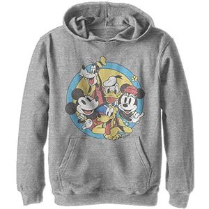 Disney Characters Original Buddies Boy's Hooded Pullover Fleece, Athletic Heather, Small, Athletic Heather, S
