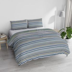 Italian Bed Linen Athena Beddengoedset, 100% katoen, rabat, lichtblauw, voor tweepersoonsbed