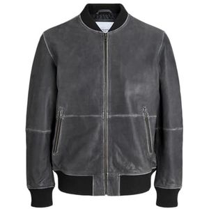 Jack & Jones - JJECHARGE LEATHER BOMBER SN - Leren Jack - Zwart