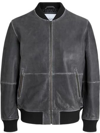 Jack & Jones - JJECHARGE LEATHER BOMBER SN - Leren Jack - Zwart