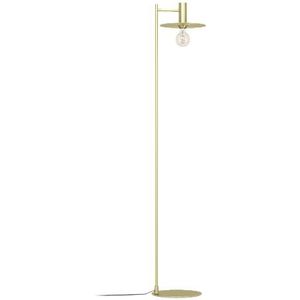 EGLO Vloerlamp Escandell, elegante staande lamp, hoge staanlamp van metaal in geborsteld messing, staanlamp voor woonkamer, E27 fitting, 156 cm