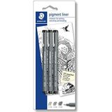 Staedtler 308S-9BK3D pigment liner zwart, 3 stuks op blisterkaart