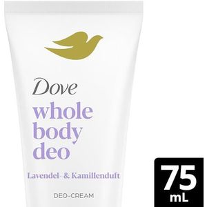 Dove Whole Body Deodorant Lavendel- en kamillegeur, deocrème met 0% aluminiumzouten voor oksels, borst, benen en meer, 75 ml