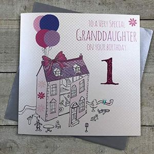 WHITE COTTON CARDS Code xg114 poppenhuis to a heel special Granddaughter On Your Birthday 2,5 cm voor 1e verjaardag, handgemaakt