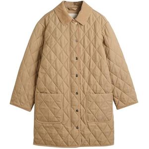 Gantvoor vrouwen. 4751124 Gewatteerde jas met beige ribfluwelen details (XS), Casual, Katoen