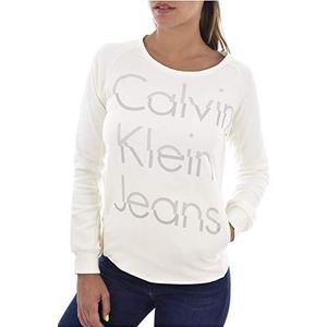 Calvin Klein Jeans Dames sweatshirt Hatinka, effen, wit (Snow White-pt 118)., S/M