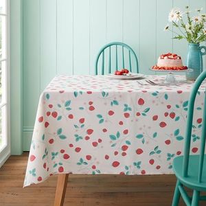 Catherine Lansfield Dining Strawberry Garden 137x178cm Tafelkleed Crème/Rood