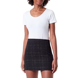 Koton Tweed Mini Plaid Patterned Wool Blend Rok voor dames, zwart (999), 36