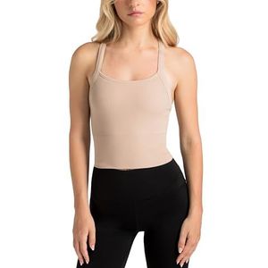 Aruki Vrouwen Seamless Geribde Sportbeha - Naadloze Ribgebreide Zachte Sportbeha, Ondersteunende Sportbeha voor Training, Gym, Yoga, Pilates – Doeskin – Small