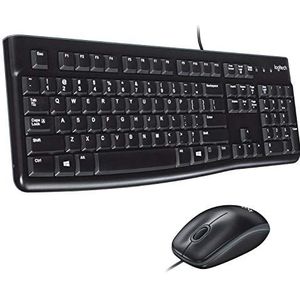 Logitech MK120 Bedraad Toetsenbord- en Muiscombinatie voor Windows, UK Engels QWERTY indeling - Zwart
