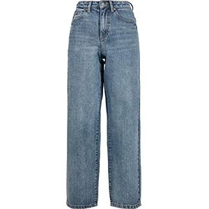 Urban Classics Damesjeans, 5-pocket, loose fit, broek met extra brede pijpen en riemlussen, maat 26 tot 34, Gekleurd lichtblauw gewassen, 33