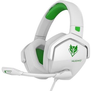 NUBWO N16 Gaming Headsets voor Xbox, PS5, PS4, PC, NS, Mac - over-ear hoofdtelefoon met microfoon, stereogeluid, bedrade hoofdtelefoon met 3,5 mm audio-aansluiting (witgroen)