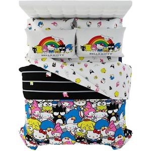 Franco Collectibles Sanrio Hello Kitty & Friends beddengoed, 7-delig, superzacht dekbed en lakenset met sham, volledig (100% officieel gelicentieerd product)