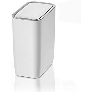 AMARE Cosmetische bak met automatische sensor, vuilnisbak met een inhoud van 9 liter, ovaal in wit, 30,5 x 25 x 15,5 cm, polypropyleen, ABS