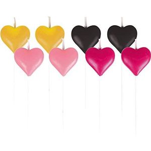 Amscan 9903128 8 mini-kaarsen harten, roze, goud, roze en zwart