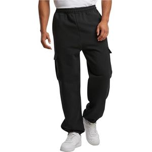 Urban Classics Heren sportbroek 90's Cargo sweatpants, mannen joggingbroek met cargozakken, losse pasvorm, zwart, 4XL