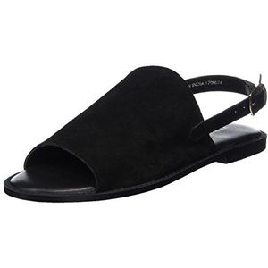 VERO MODA Dames Vmmea Leather Slingback Sandalen, zwart, 36 EU