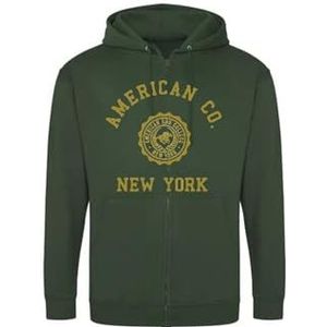 AMERICAN COLLEGE USA Sweatshirt met print, warme kleding, uniseks, kinderen, jongens en meisjes, casual, model ACSZW4, donkergroen, 10 jaar, Groen, 10 ans