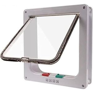 Lifepul Kattendeur, groot (25 cm x 23 cm), 4-weg magneetsluiting, kattenklep, hondenklep, eenvoudig te installeren, met telescoopframe, wit