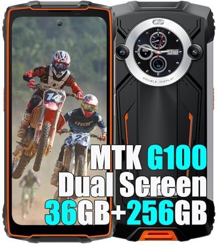 Blackview BV8200 4G Téléphone Portable Incassable 2025, 36Go+256Go/2TB, Double Écran 6.5"" FDH+, Android 14 Téléphone Débloqué, 8800mAh Smartphone Incassable Etanche, NFC,OTG,GPS,2 Ans Garantie, Orange