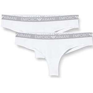 Emporio Armani Dames Bi-Pack Braziliaanse Brief Iconic Cotton Ondergoed, wit, L