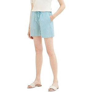 TOM TAILOR Dames 1036864 Bermuda Shorts, 32154-Petrol Seersucker Stripe, 36, 32154 - Petrol Seersucker Stripe, 36