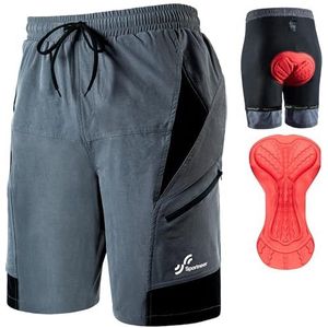 Sportneer MTB-shorts voor heren, MTB, gewatteerd, fietsshorts voor heren, 3D-gevoerd, mountainbike, fietsen, sport, voor buiten fietsen