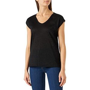 Only Onlsilvery S/S V Neck Lurex Top Jrs Noos Dames T-Shirt, Zwart (zwart), XXS