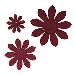 Petra's knutsel-News knutselartikel viltbloemenset, 3 verschillende bloemen, 45-delig, viltkleur: rood, 3