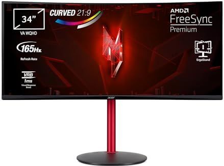 Acer Nitro XZ342CUPbmiiphfx - 34 inch - WQHD Gaming Monitor - Gebogen - 165 Hz