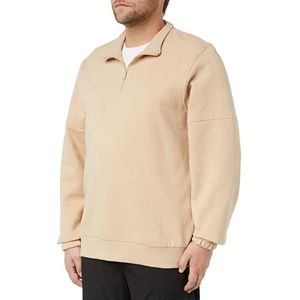 Koton Basic Sweat Half Zipper High Neck Long Sleeve voor heren, 057 (beige), XL