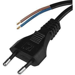 EMOS Euro-voedingskabel 5 m, netsnoer, aansluitkabel zwart/verbindingskabel voor huishoudelijke apparaten met eurostekker, 2 x 0,75 mm, H03VVH2-F kunststof kabel