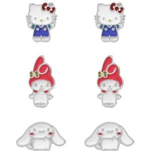 KIDS EUROSWAN Hello Kitty Meisjes Mix & Match Diverse Oorknopjes Set, Eén maat, Metaal, Geen edelsteen